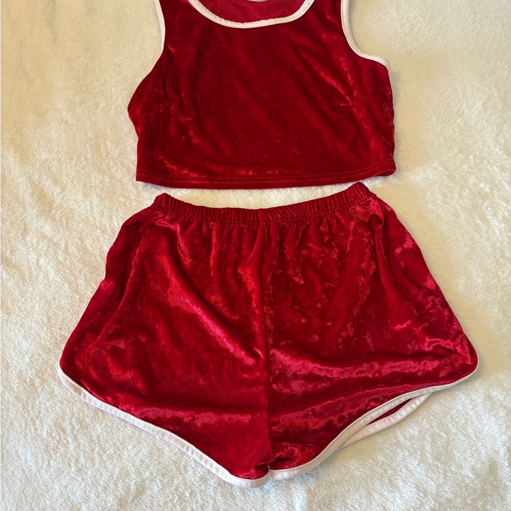 Red Velvet Tank and Shorts Set